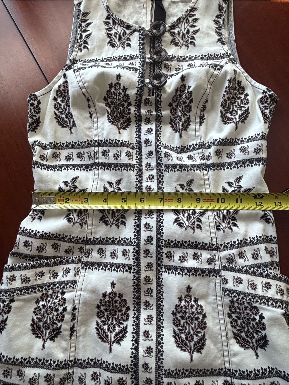 Sleeveless Black & White Printed Midi Dress - Elegant Floral Block Print sz 0 - Picture 10 of 10